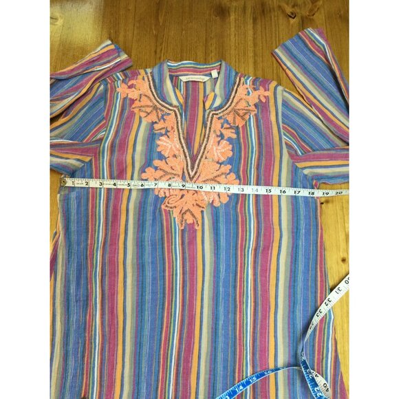 Soft Surroundings Multicolor Striped Tunic Top With Embroidery Detail - Picture 5 of 6